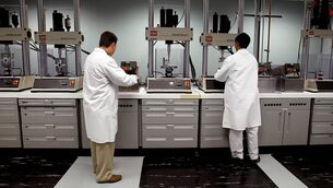 <p>Analysts test spinal fusion implants at a laboratory in the US. Medtronic surpassed Wall Street expectations for third-quarter profit on Tuesday. Picture: Lance Murphey/Bloomberg </p>