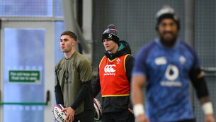 <p>Johnny Sexton on Jack Crowley's performance against Italy: "He wasn’t setting anything up, he was getting the ball to the space, when it was there, in the moment, and that’s a big development for him." Pic: Brendan Moran/Sportsfile</p>