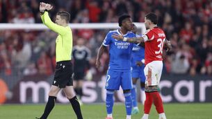 <p>French referee Francois Letexier stops the game after Real Madrid's Brazilian forward #07 Vinicius Junior heard racist insults. Pic: FILIPE AMORIM / AFP via Getty Images</p>