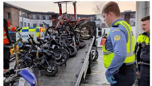 <p>18 e-scooters, 14 e-bikes, two motorbikes, three Surrons and seven mini quad bikes were seized. Picture: An Garda Síochána.</p>