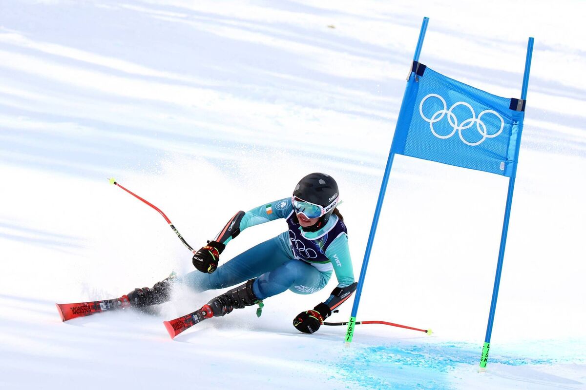 Anabelle Zurbay of Team Ireland competes during the Women's Giant Slalom. Pic: Mattia Ozbot/Getty Images.