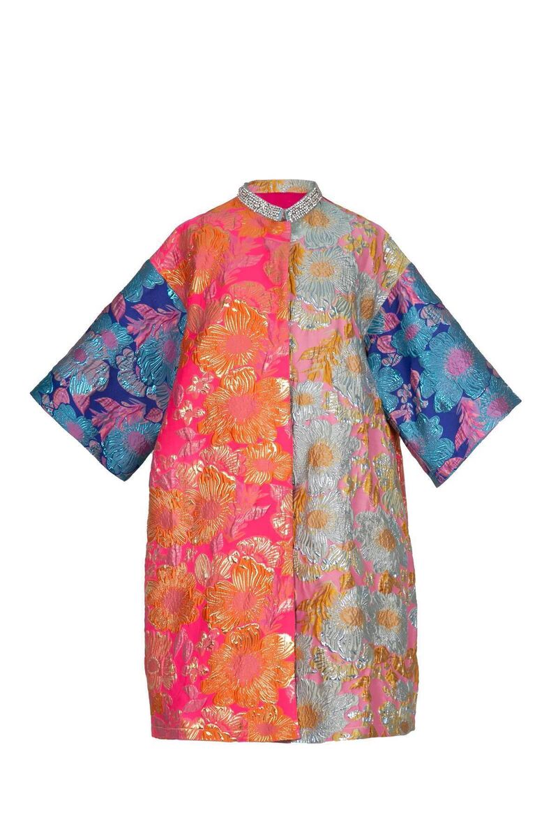 Cosmica Jacquard Coat, €370, Celia B at Macbees.