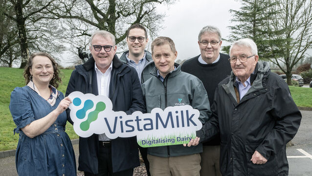 <p>(Left to right) Dr Karen Dawson, Teagasc, John Murphy, managing director Goldcrop, Dr Michael Dineen, Teagasc principal investigator and animal nutrition scientist, Professor Michael O'Donovan, funded investigator in VistaMilk and Teagasc head of grassland science, Conor Butler, director FBA Laboratories and Tom Butler, founder of FBA Laboratories. Picture: O'Gorman Photography</p>