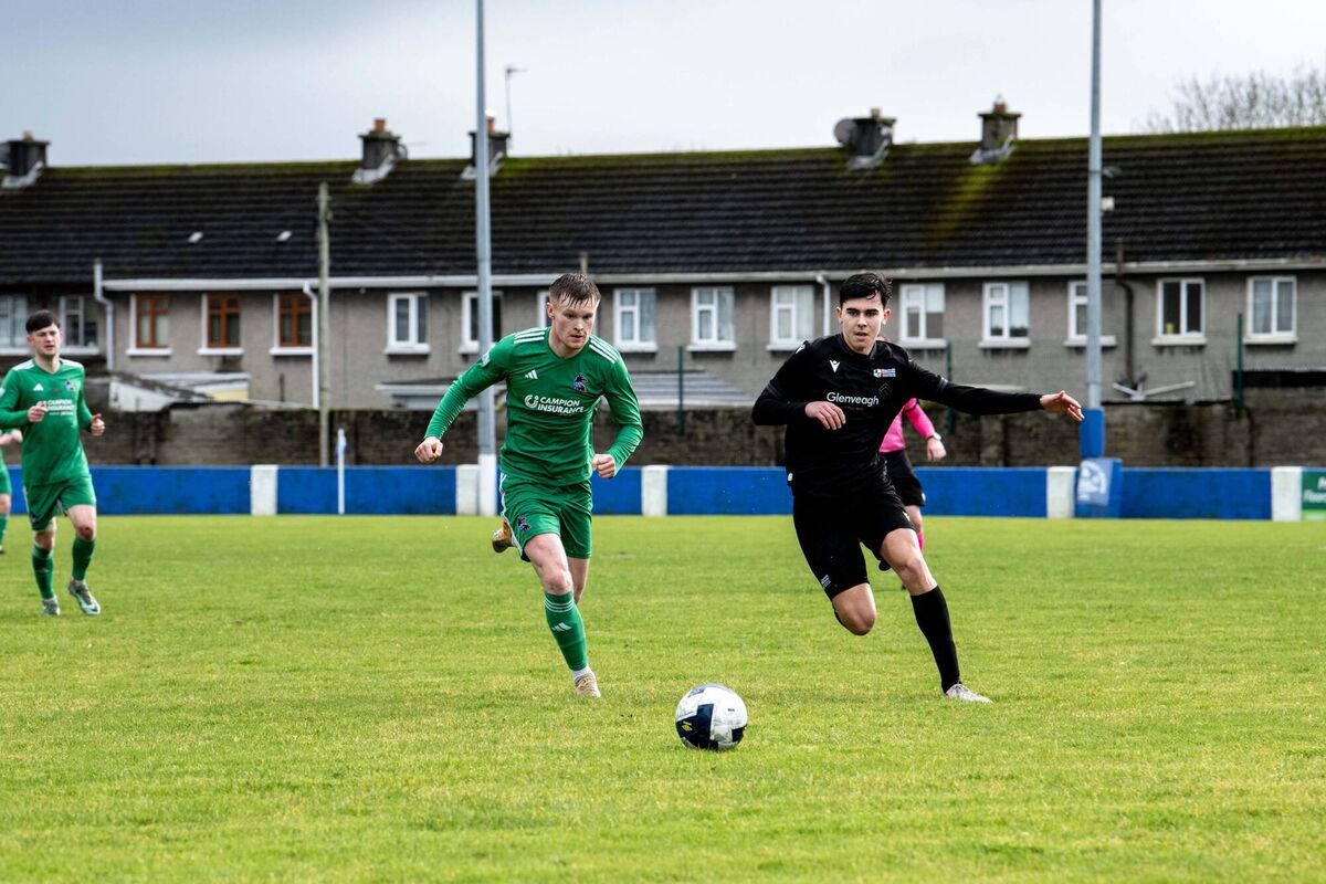 UL's Daniel O'Dweyer and Maynooth's Taylor McCarthy vie for possession during the Collingwood Cup Final at Jackman Park, Limerick. Picture by: Mark Nolan