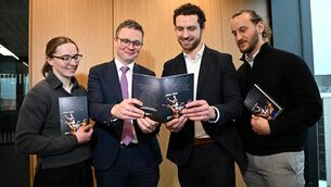 <p>In attendance to mark the publication of the Gaelic Players Association Playbook 2026-2028 are, from left, Dublin footballer Orlagh Nolan, Minister for Arts, Media, Communications, Culture and Sport Patrick O'Donovan TD, Gaelic Players Association chief executive Tom Parsons, and Limerick hurler Tom Morrissey. Pic: Seb Daly/Sportsfile</p>