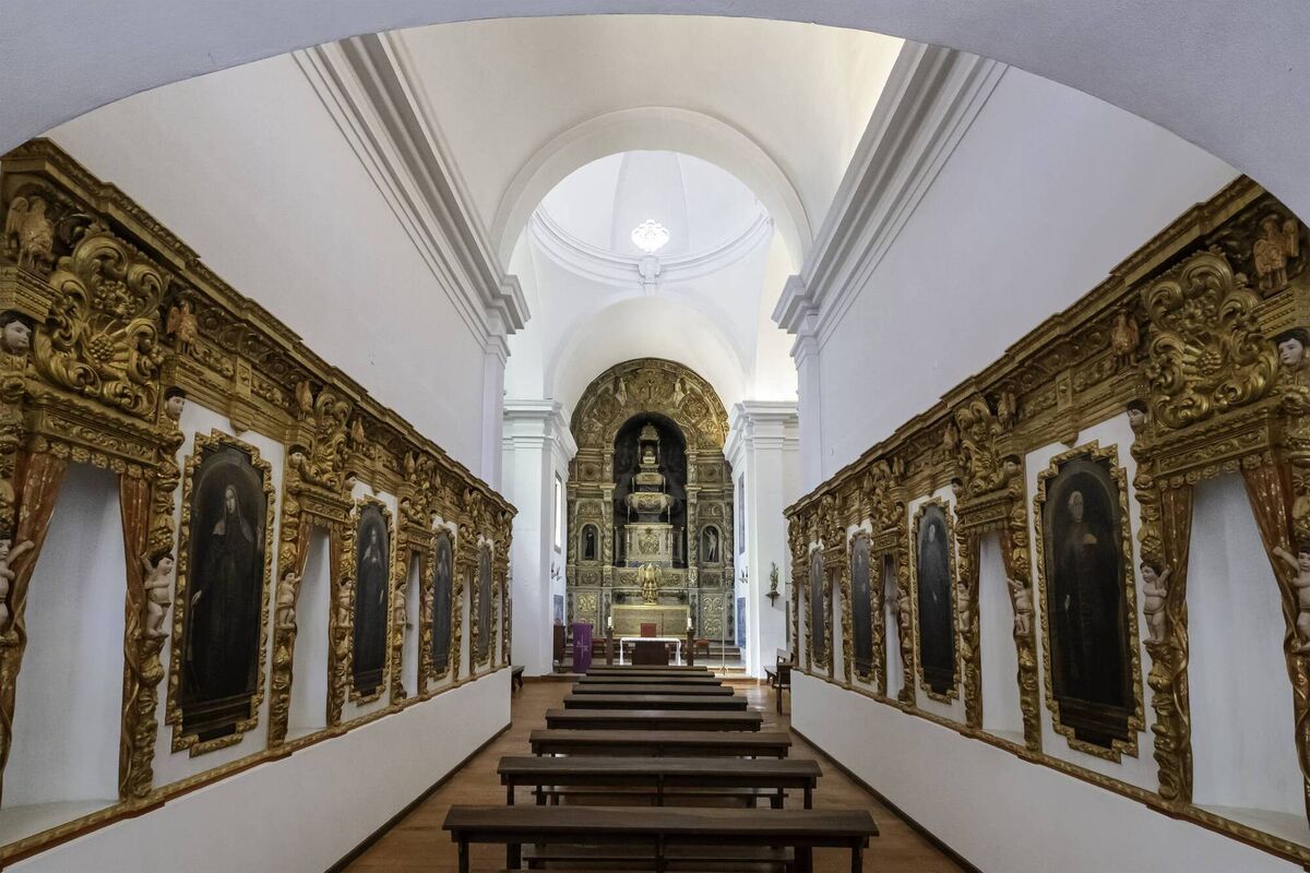Murals in the nave of the Sao Francisco church in Loule, dating back to the 14th century