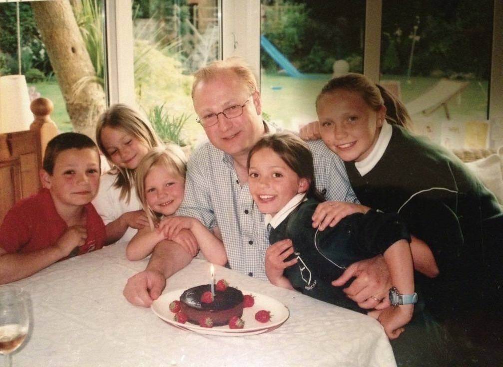 Cian, Neassa, Roisin, Niamh, and Aoife clamber into a picture together to celebrate their father Aonghus’s birthday in 2004.