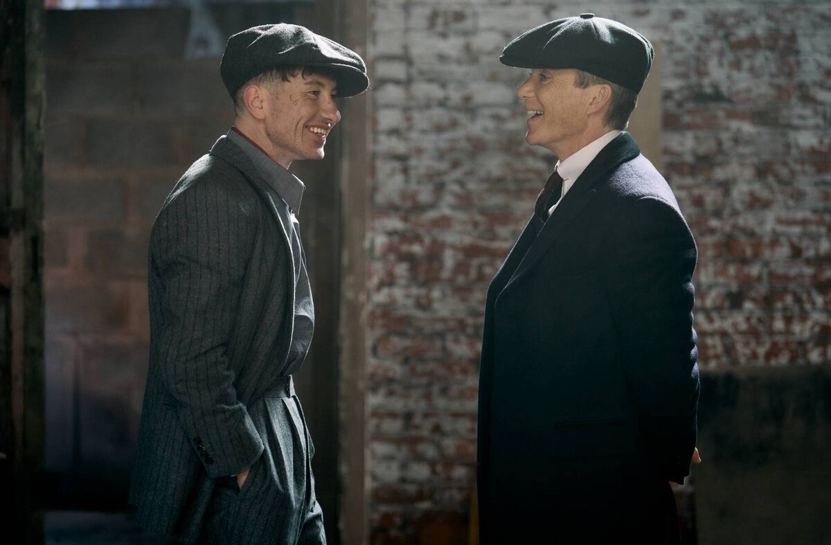 Barry Keoghan and Cillian Murphy on set during the filming of Peaky Blinders: The Immortal Man. Cr. Courtesy of Netflix/Robert Viglasky © 2025
