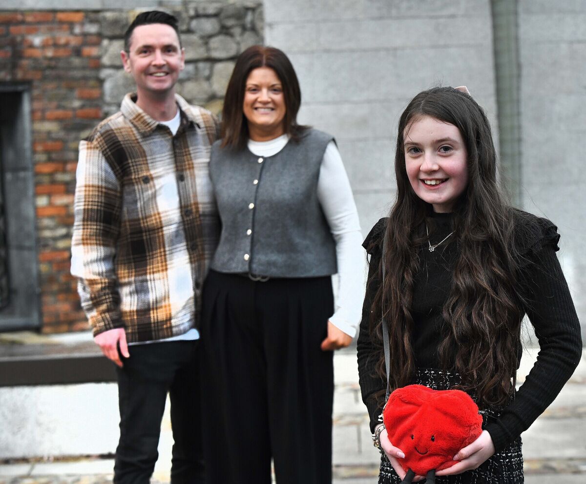  Michelle Kelly and partner Martin Conway from Nurney, Co. Kildare, with their daughter, Sophia, 11, who experienced childhood cancer. Photograph Moya Nolan