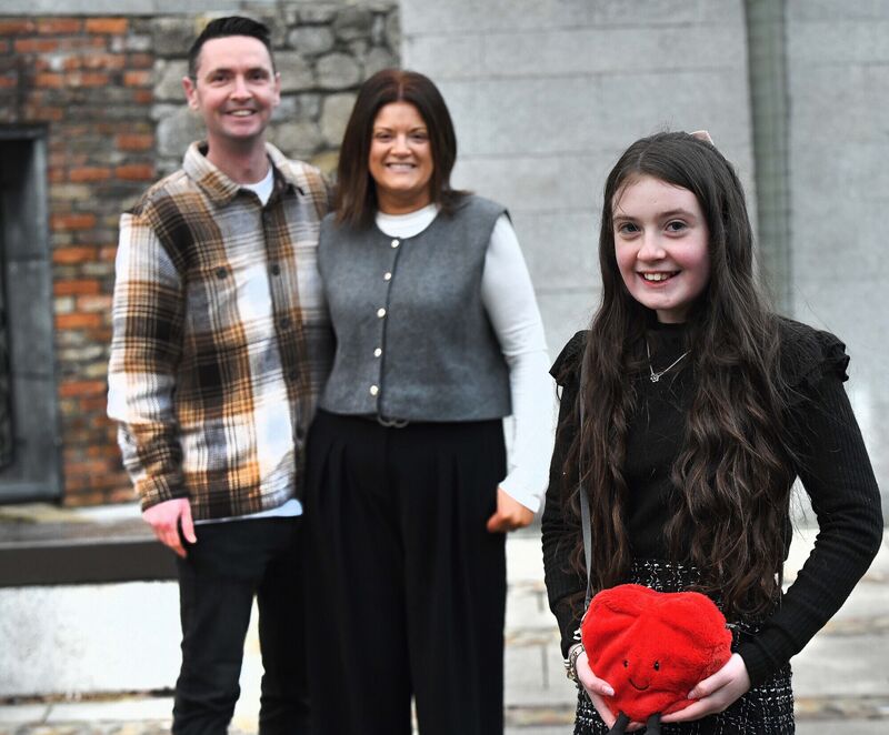  Michelle Kelly and partner Martin Conway from Nurney, Co. Kildare, with their daughter, Sophia, 11, who experienced childhood cancer. Photograph Moya Nolan