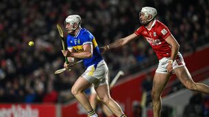 <p>TOP TIER: Eoghan Connolly of Tipperary is tackled by Tim O'Mahony during the Allianz Hurling League Division 1A match at Páirc Ui Chaoimh. Pic: Ray McManus/Sportsfile</p>