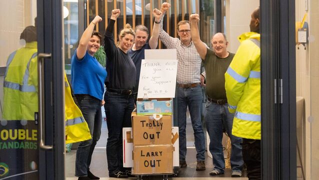 <p>The remaining sit-in protesters in Bord Bia Dublin HQ, dubbed 'The Bord Bia 5'.</p>