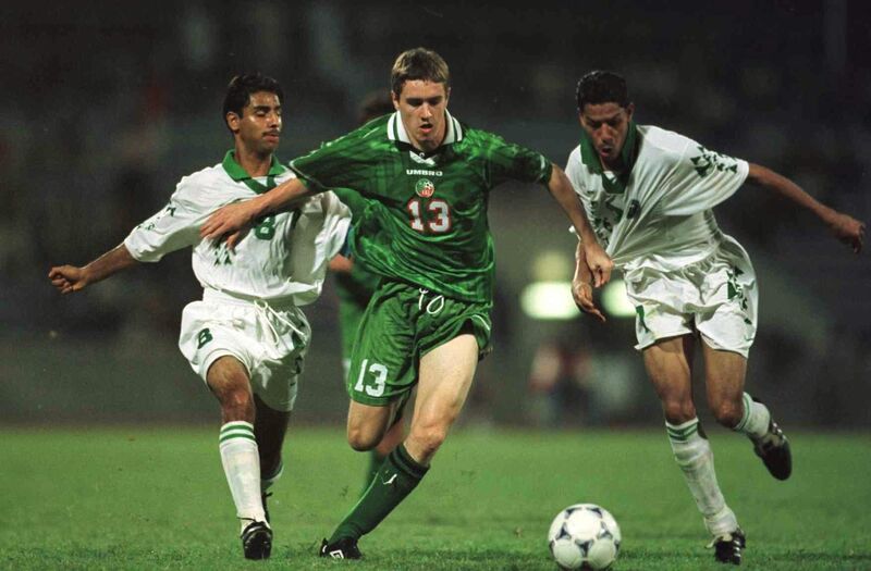FIFA Under-20 World Cup 1999, Cork's Colin Healy takes on the Saudi defence Picture: INPHO/Lorraine O'Sullivan 