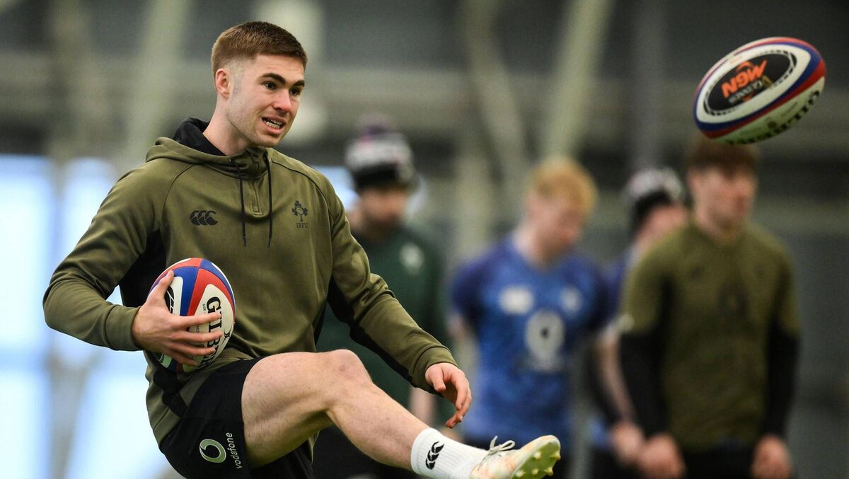 STRAPPED: Jack Crowley during a squad training session at the IRFU High Performance Centre in Dublin. Pic: Brendan Moran/Sportsfile