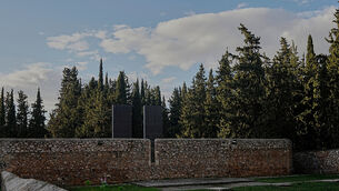 The execution wall at the Kaisariani shooting area (Petros Giannakouris/AP)
