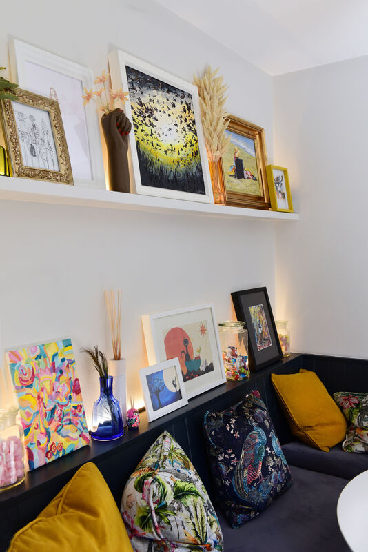  The shelf uplighting in Jennifer's living space provides accent lighting. Picture: Moya Nolan 