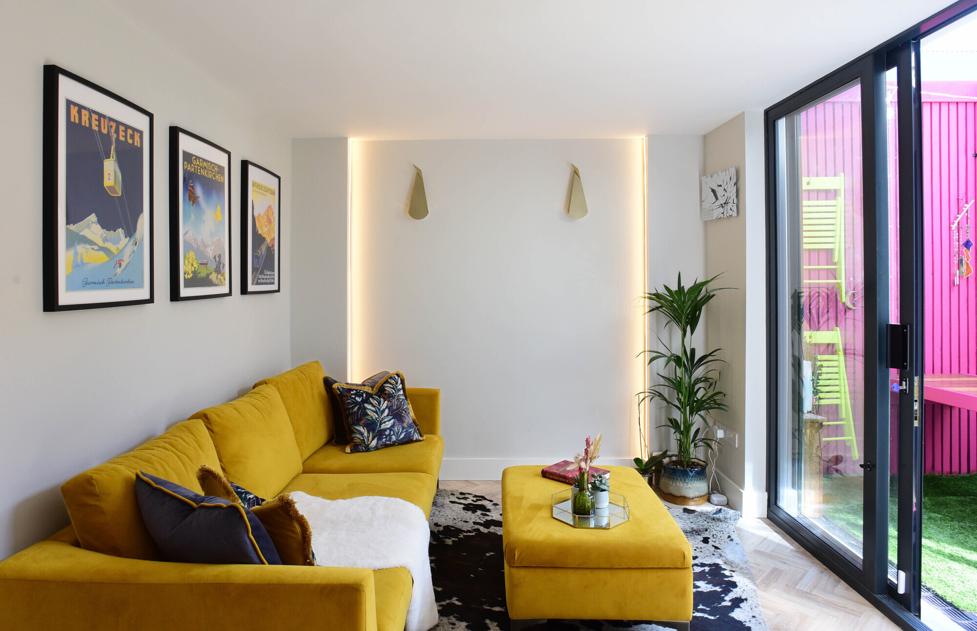 LED strips provide ambient lighting in the living room at Sheahan's home in Rathmines. Pictures: Moya Nolan 