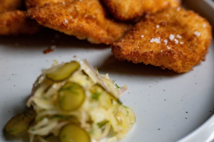 Monkfish scampi with tomato and anchovy ketchup