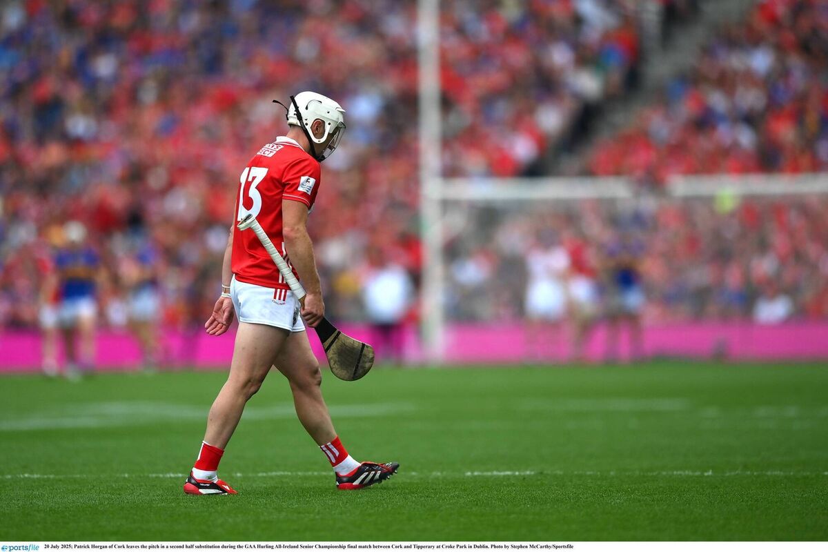 Patrick Horgan leaves the pitch during the 2025 All-Ireland final defeat to Tipperary, his final game for Cork. Pic: Stephen McCarthy/Sportsfile Patrick Horgan leaves the pitch during the 2025 All-Ireland final defeat to Tipperary, his final game for Cork. Pic: Stephen McCarthy/Sportsfile