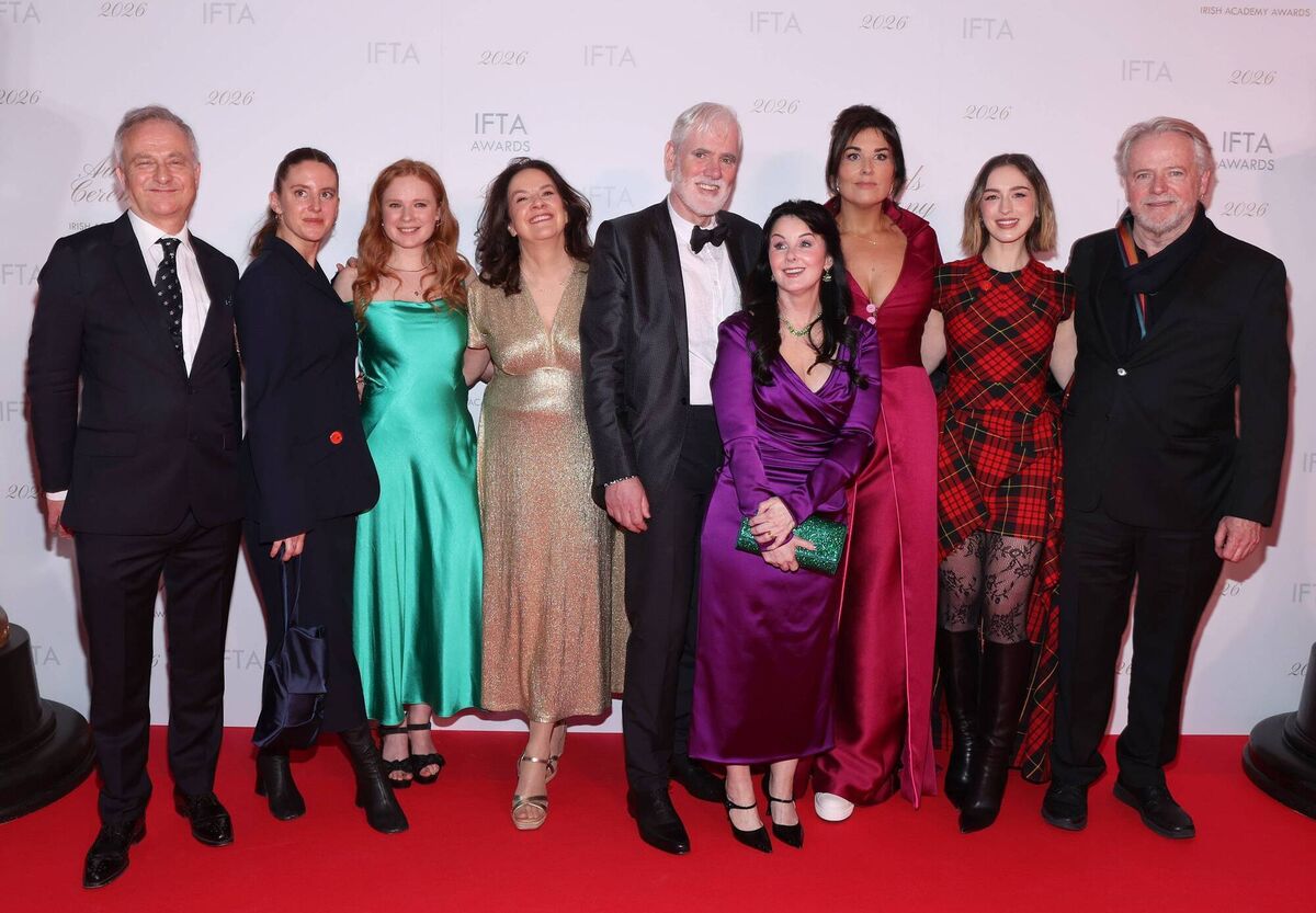 The cast and crew of 'The Walsh Sisters' at the IFTA Awards 2026 at the Dublin Royal Convention Centre. Picture: Brian McEvoy