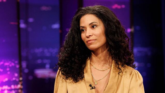 <p>Lisa Phillips speaking on the Late Late Show</p>