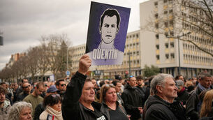 A march took place in Lyon, France, to pay tribute to Quentin Deranque (Laurent Cipriani/AP)