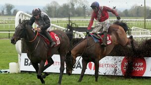 <p>SLOGGING AWAY: Grangeclare West ridden by Paul Townend on their way to winning the BAR 1 Betting Bobbyjo Chase at Fairyhouse Racecourse, County Meath, in Ireland. Picture date: Saturday February 21, 2026. PA Photo. Photo credit should read: Damien Eagers/PA Wire</p> <p>SLOGGING AWAY: Grangeclare West ridden by Paul Townend on their way to winning the BAR 1 Betting Bobbyjo Chase at Fairyhouse Racecourse, County Meath, in Ireland. Picture date: Saturday February 21, 2026. PA Photo. Photo credit should read: Damien Eagers/PA Wire</p>