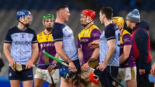 <p>SEE YE NEXT TIME: John Hetherton of Dublin and Lee Chin of Wexford after the Allianz Hurling League Division 1B match between Dublin and Wexford at Croke Park in Dublin. Photo by Stephen McCarthy/Sportsfile</p>
