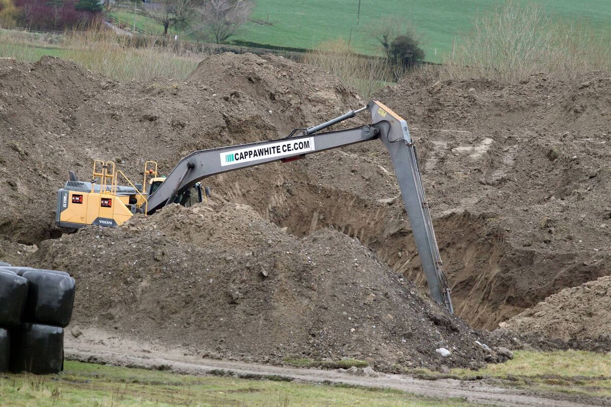 20/002/2026 Gardai have brought in a second digger and a dumper to help with the search of an area of land on a quarry in Castleruddery Upper in Co.Wicklow for missing Jo Jo Dullard and Deirdre Jacob today..Photo by Padraig O'Reilly