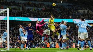 <p>HECTIC END: Newcastle United goalkeeper Nick Pope and Manchester City goalkeeper Gianluigi Donnarumma battle for the ball during the Premier League match at the Etihad Stadium, Manchester. Picture date: Saturday February 21, 2026. PA Photo. Photo credit should read: Martin Rickett/PA Wire</p>