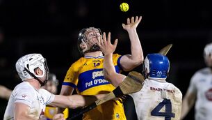 <p>Kildare’s Dan O’Meara and Conor Boran with Tony Kelly. Pic: ©INPHO/Morgan Treacy.</p>
