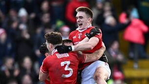 <p>Cork players celebrate after their side's victory over Meath. Pic: Seb Daly/Sportsfile</p>