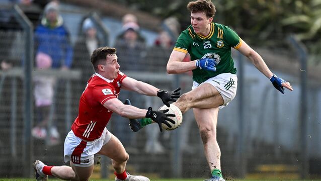 <p>HANGING ON: Adam O’Neill has a shot blocked by Luke Fahy. Pic: Seb Daly/Sportsfile</p>