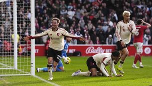 <p>NO DOUBT: Liverpool's Alexis Mac Allister celebrates scoring their side's first goal during the Premier League match at the City Ground, Nottingham. Picture date: Sunday February 22, 2026. PA Photo. Photo credit should read: Nick Potts/PA Wire</p>