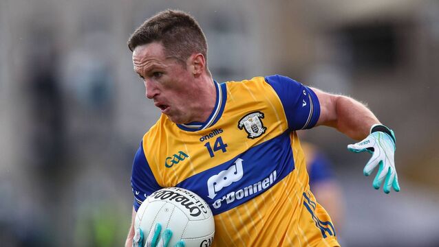 <p>Eoin Cleary scored 10 points for Clare in the NFL Division 3 victory over Laois. Pic: Michael P Ryan/Sportsfile</p>