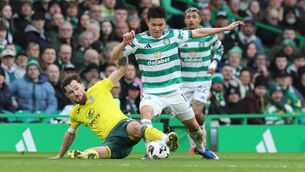<p>Hibernian's Jack Iredale and Celtic's Yang Hyun-Jun battle for the ball. Pic: Robert Perry/PA Wire.</p>