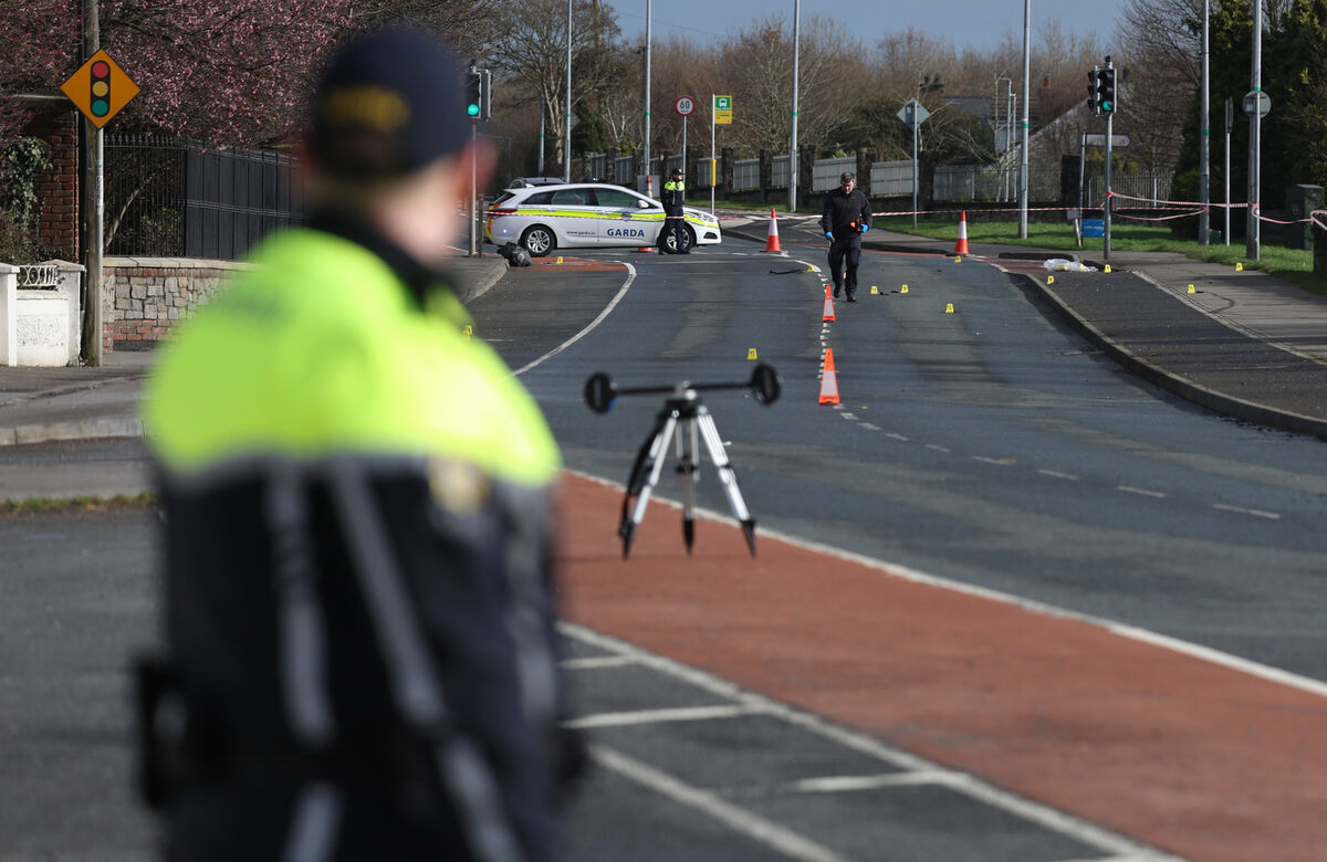 The scene on the Slane Road, Navan, Co Meath has been preserved for a technical examination. Picture: Stephen Collins/Collins