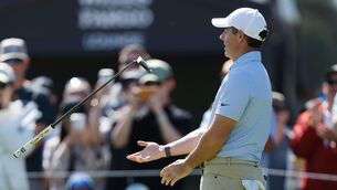 <p>DO ME A FAVOUR: Rory McIlroy, from Northern Ireland, flips his club after missing a putt on the third green during the final round of the Genesis Invitational golf tournament at Riviera Country Club, Sunday, Feb. 22, 2026, in the Pacific Palisades area of Los Angeles. (AP Photo/Caroline Brehman)</p> <p>DO ME A FAVOUR: Rory McIlroy, from Northern Ireland, flips his club after missing a putt on the third green during the final round of the Genesis Invitational golf tournament at Riviera Country Club, Sunday, Feb. 22, 2026, in the Pacific Palisades area of Los Angeles. (AP Photo/Caroline Brehman)</p>