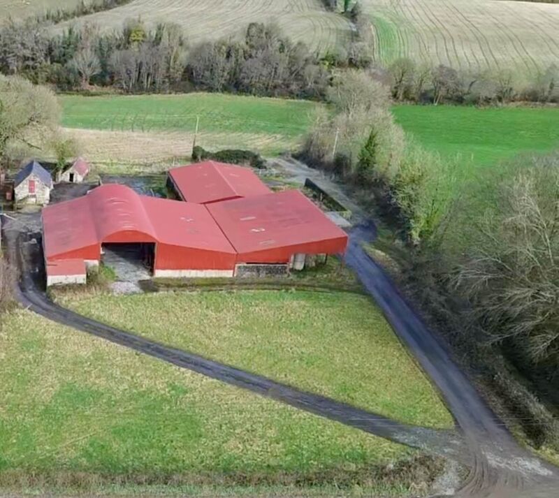 The outbuildings on the farm.
