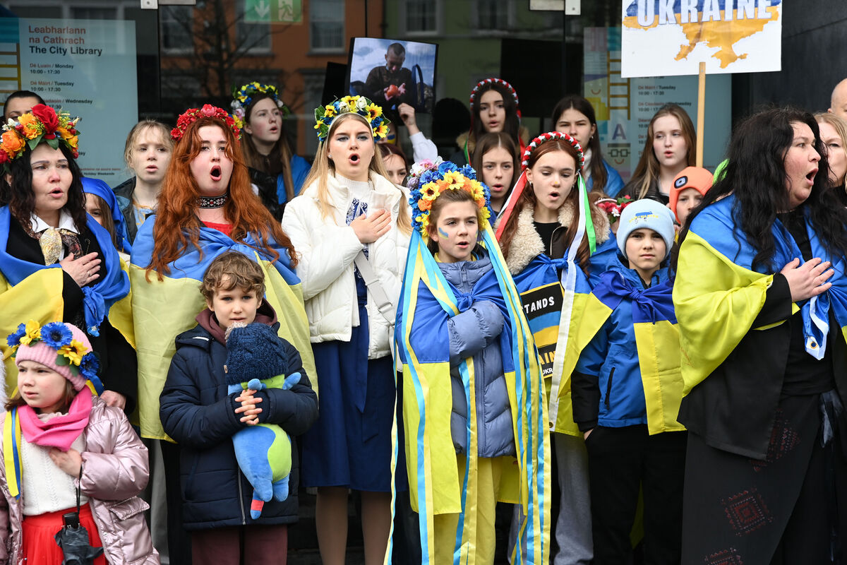  The rally in Cork on Sunday in support of Ukraine. Picture: Eddie O'Hare