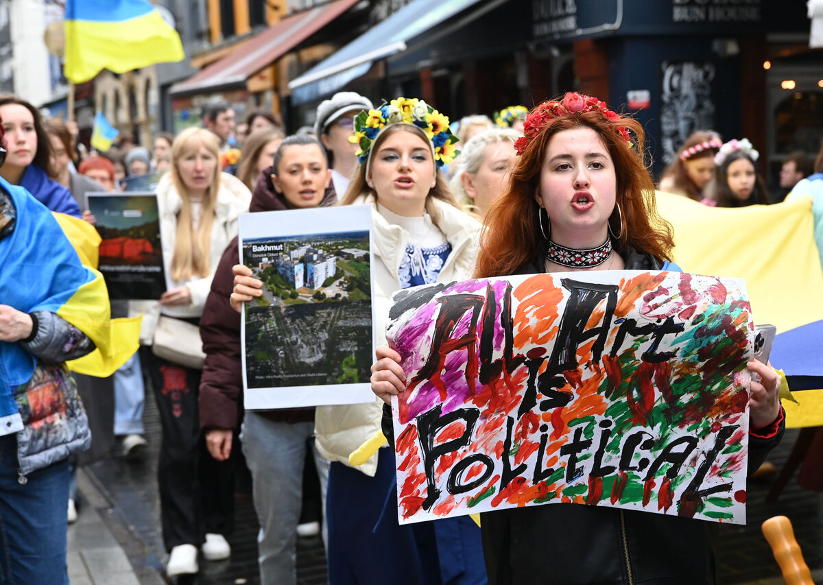 The rally in Cork on Sunday in support of Ukraine. Picture: Eddie O'Hare