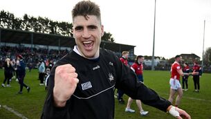 <p>GET IN: Cork's Ian Maguire celebrates the Rebels' important Division 2 win over promotion rivals Meath at Páirc Ui Rinn. Pic: Seb Daly/Sportsfile</p>