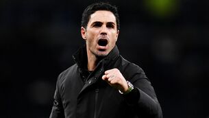 <p>Arsenal manager Mikel Arteta celebrates after the Premier League match at the Tottenham Hotspur Stadium. Pic: John Walton/PA Wire. </p>