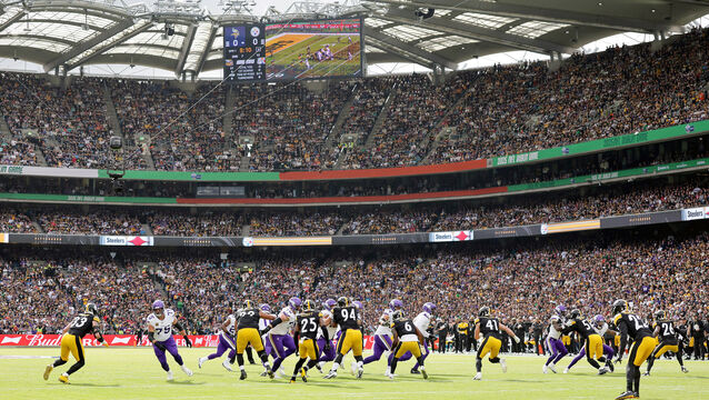 <p>The Pittsburgh Steelers v Minnesota Vikings game attracted an attendance of 74,512 fans with 37% of those travelling from the United States and 30% coming from other international markets. File picture: INPHO/Laszlo Geczo</p>