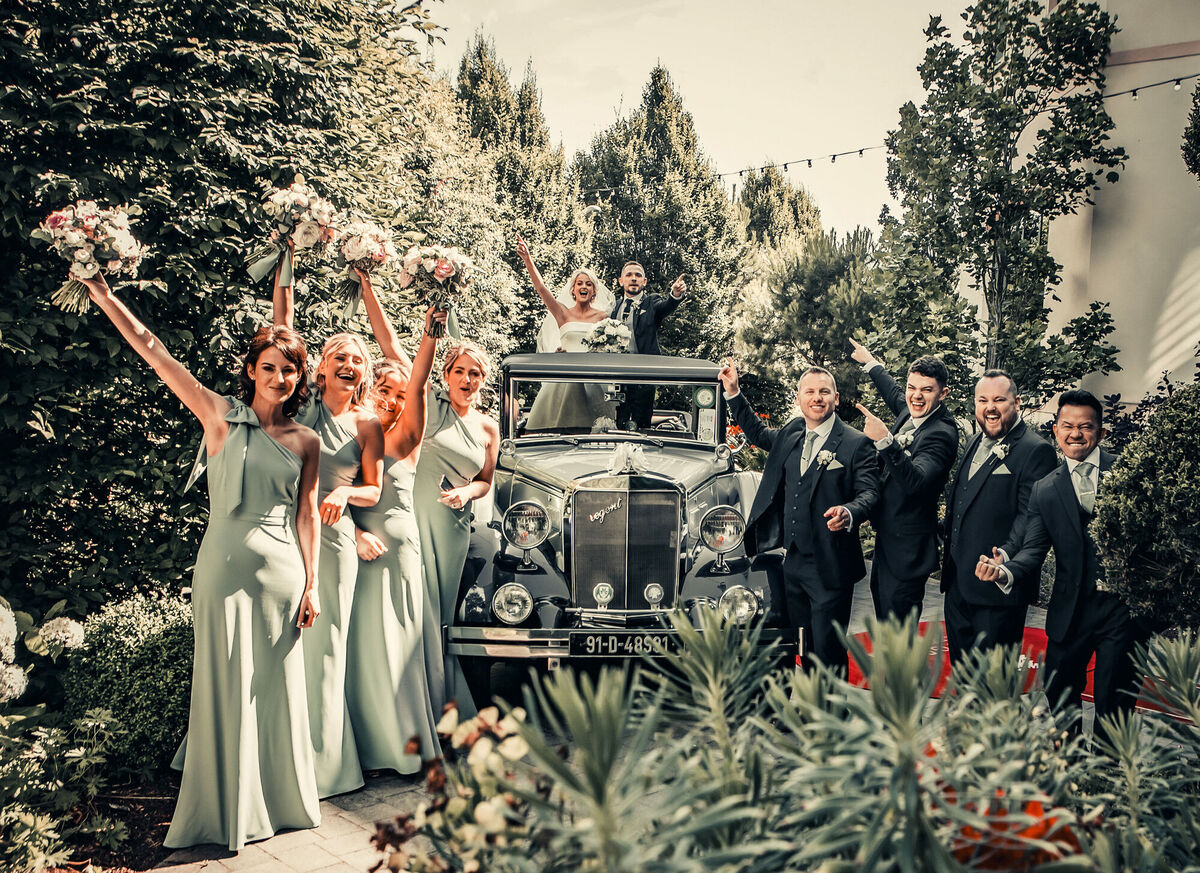 Johnny Ward and Brenda Murphy with their bridal party.
