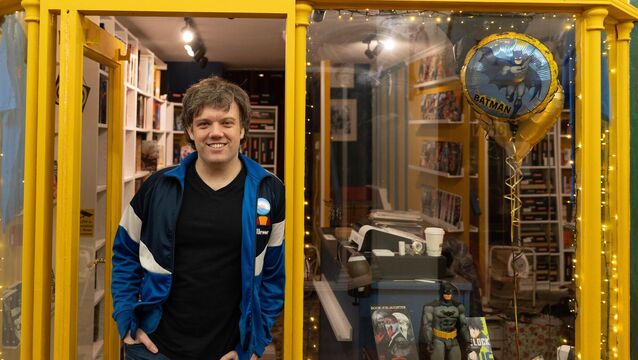 <p>Alan Hurley of HD Comics at the Market Parade in Cork. Picture: Noel Sweeney</p>