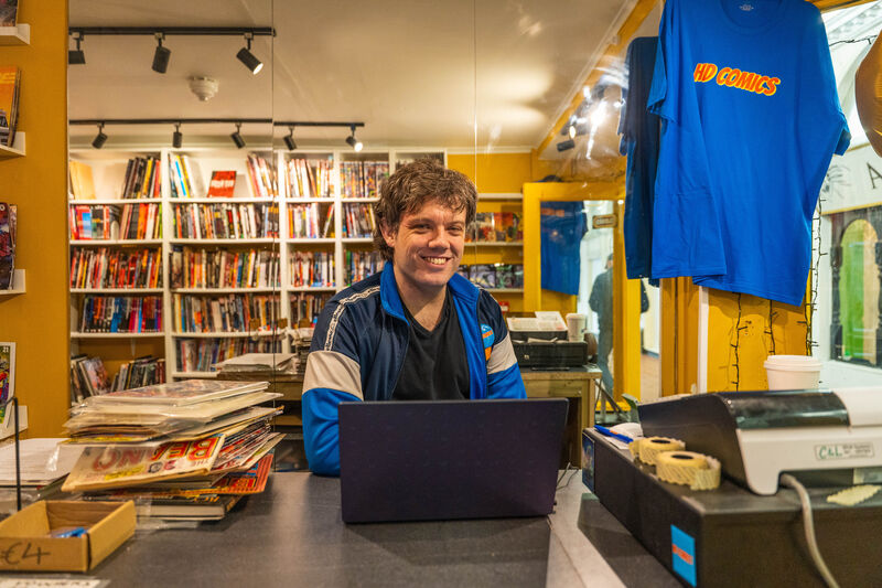 Alan Hurley inside HD Comics at the Market Parade in Cork. Picture: Noel Sweeney