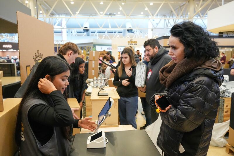 The first customers at the pop-up shop. Picture: Noel Sweeney