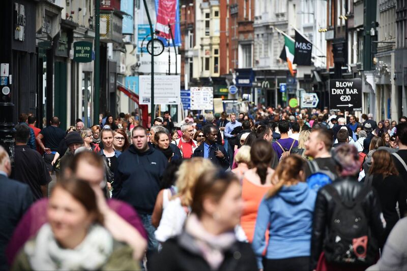Tourists shopping on Grafton Street, Dublin. Tourists shopping on Grafton Street, Dublin.
