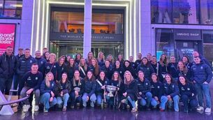 <p>STRANDED: All-Ireland champions Galway with the O’Duffy Cup in Madison Square Garden in New York last week.</p>